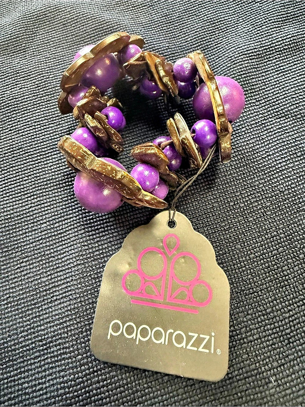 paparazzi Purple Beaded Gold-Tone Bracelet NWT